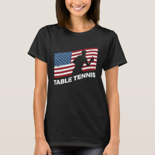 Ping Pong Player USA Flag Tischtennis T-Shirt