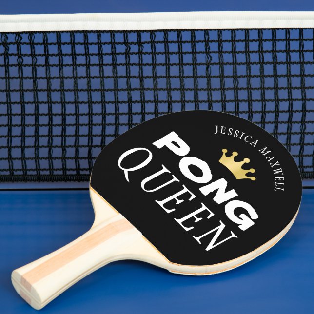 PING PONG QUEEN Name Editable Black 2-seitig Tischtennis Schläger (InSitu)