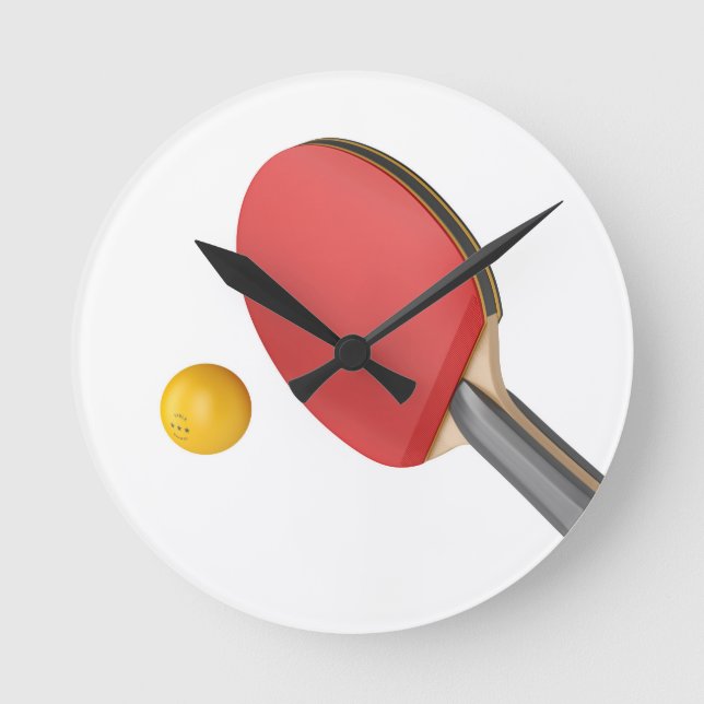 Ping pong racket and ball runde wanduhr (Vorderseite)