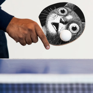 Ping Pong Raquette de ping-pong chat drôle noir et blanc