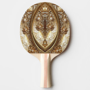 Ping Pong Raquette de ping-pong dorée ornée