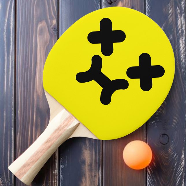 Ping Pong Raquette de ping-pong jaune visage boudeur étourdi (Créateur téléchargé)