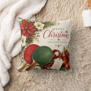 Ping-Pong-Schläger und Ball mit Weihnachtsthema Kissen