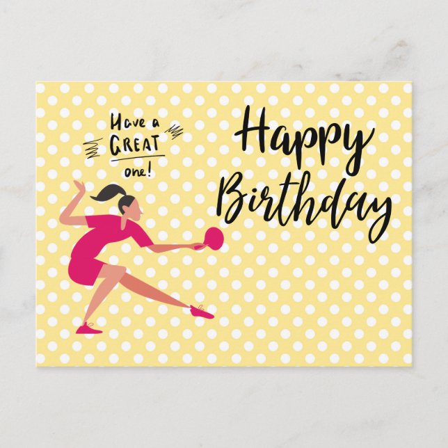 Ping Pong Tischtennis Birthday Girl Postkarte (Vorderseite)