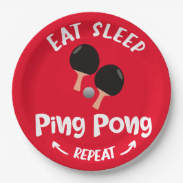 Ping Pong Tischtennis essen Schlaf wiederholen Pappteller