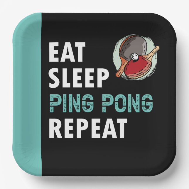  Ping Pong Tischtennis essen Sleep Wiederholung sc Pappteller (Vorderseite)