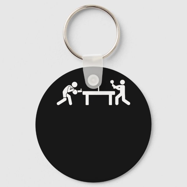 Ping Pong Tischtennis Strichmännchen Pingpong Schlüsselanhänger (Vorderseite)
