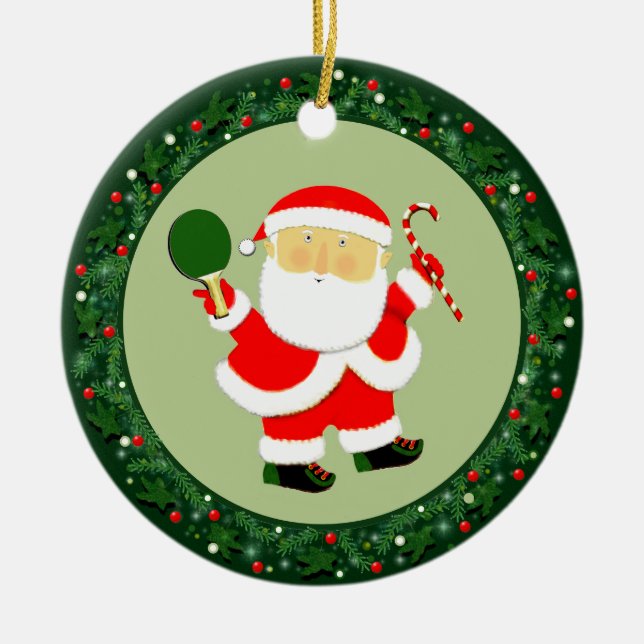 Ping-Pong Tischtennis Weihnachten Keramik Ornament (Vorne)
