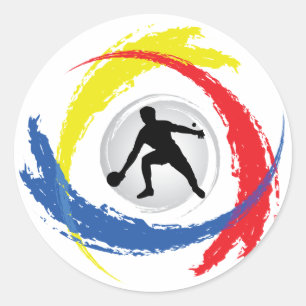 Ping Pong Tricolor Emblem Runder Aufkleber