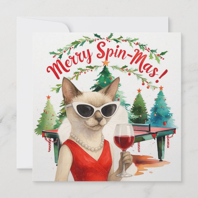 Ping Pong Weihnachten Gedicht für siamesische Katz (Vorderseite)