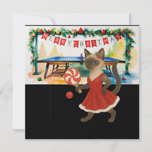 Ping Pong Weihnachten Gedicht für siamesische Katz (Vorderseite)