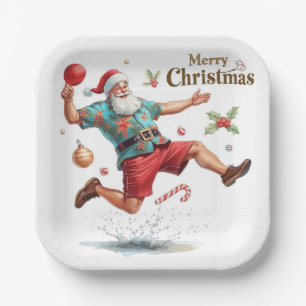 Ping-Pong-Weihnachten mit dem Weihnachtsmann Pappteller