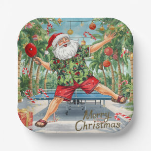 Ping-Pong-Weihnachten mit dem Weihnachtsmann Pappteller