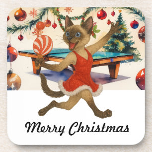 Ping Pong Weihnachts-Thema für Siamkatzen-Liebhabe Getränkeuntersetzer