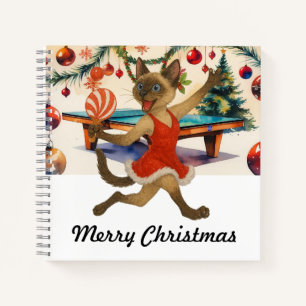 Ping Pong Weihnachts Thema für Siamkatzenliebhaber Notizbuch