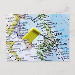 Pingle de carte placée à Tokyo, Japon sur la carte