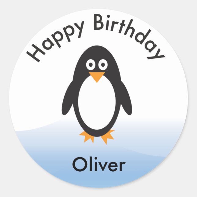 Pingouin anniversaire fête merci pour les stickers (Devant)