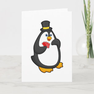 Pingouin avec Casquette au Poker avec cartes de Po