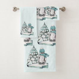Pingouin blanc de coton mignon Pins de neige