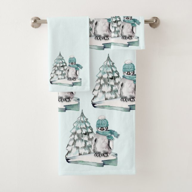 Pingouin blanc de coton mignon Pins de neige (En situation)