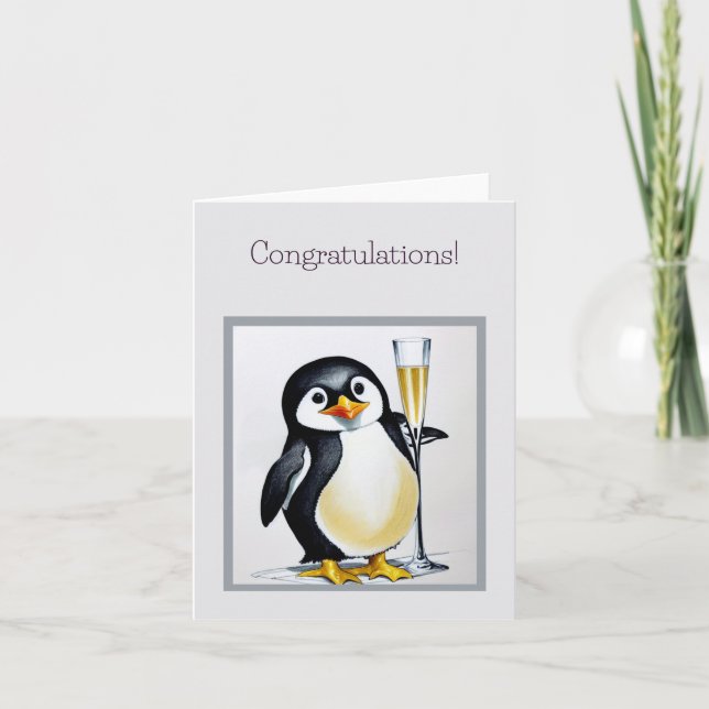 Pingouin Cheers drôle et mignonne carte de félicit (Devant)