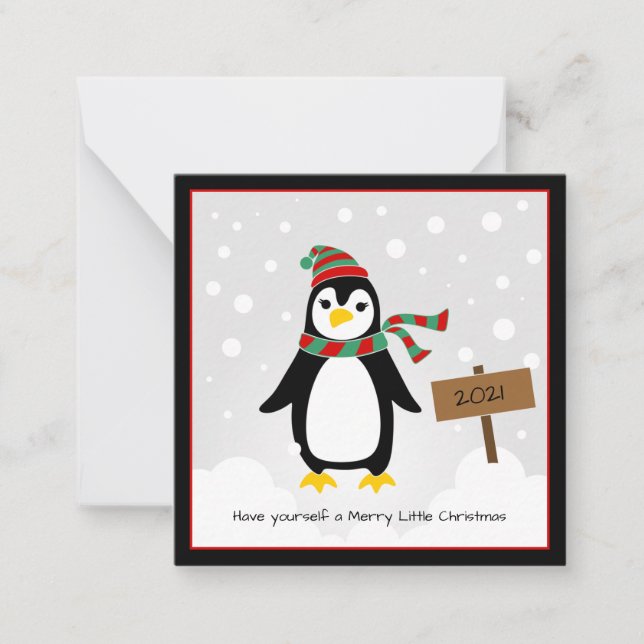 Pingouin dans la Mini carte de Noël neige (Devant)