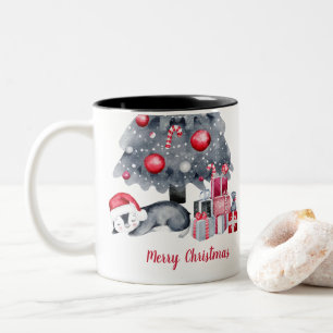 Pingouin d'aquarelle mignonne deux tonalités Mug d