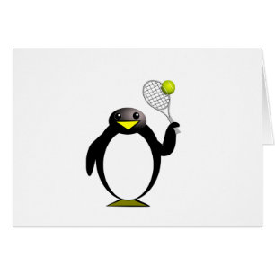 Pingouin de bande dessinée jouant au tennis