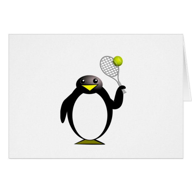 Pingouin de bande dessinée jouant au tennis (Devant horizontal)