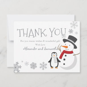 Pingouin de neige Hiver Wonderland Carte de remerc