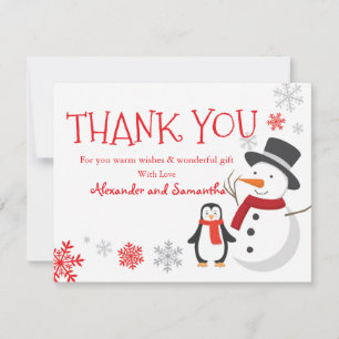 Pingouin de neige Hiver Wonderland Carte de remerc