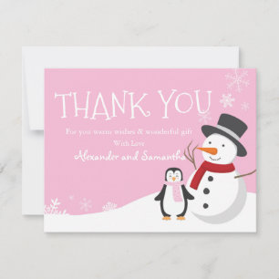 Pingouin de neige Hiver Wonderland Carte de remerc