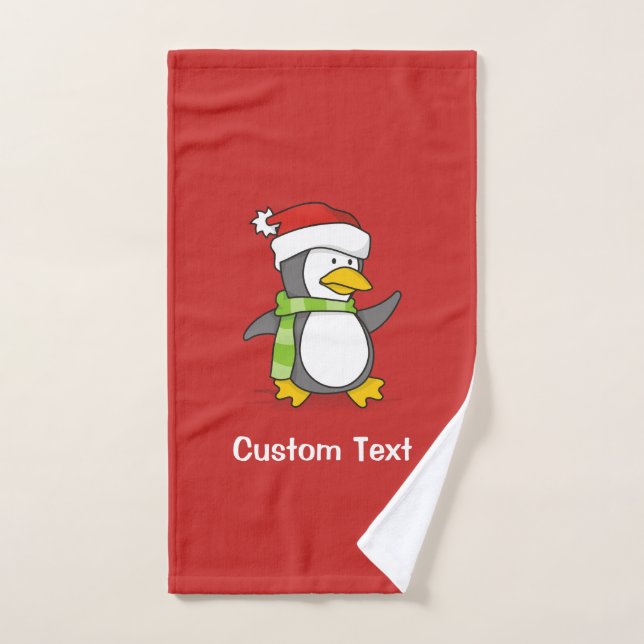 Pingouin de Noël marchant sur la neige (Serviette à main)