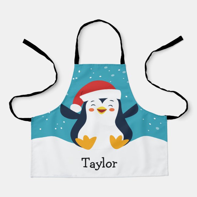 Pingouin de Noël personnalisé tablier pour enfants (Recto)