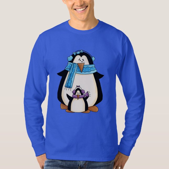 Pingouin de Noël T-shirt caricature de Noël (Devant)