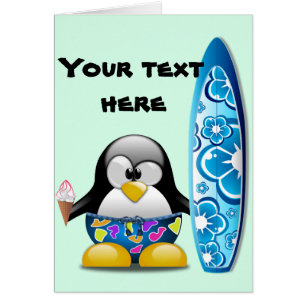 Pingouin de surfer avec la crème glacée