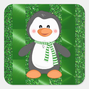 Pingouin d'hiver mignon avec Stickers de Noël à l'