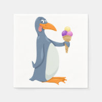 Pingouin drôle avec serviettes en papier crème gla