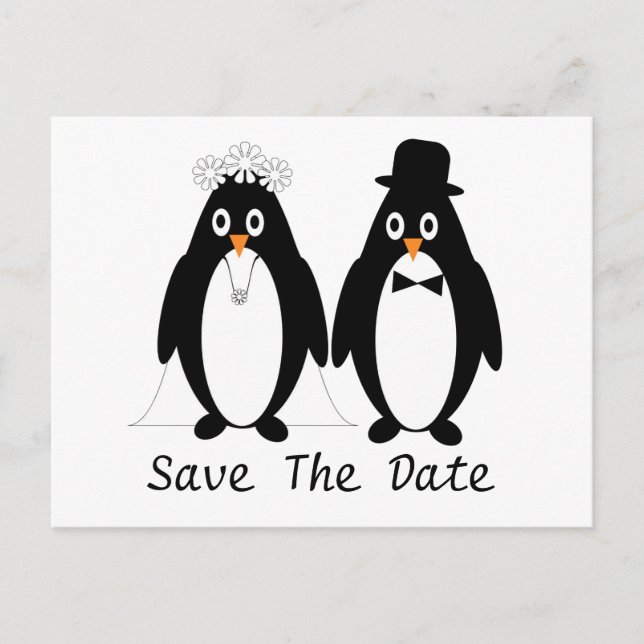 Pingouin Enregistrer la date Mariage Faire-part (Devant)