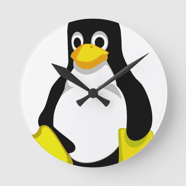 Pingouin Linux Tux Runde Wanduhr (Vorderseite)