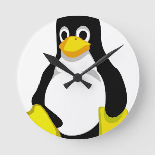 Pingouin Linux Tux Runde Wanduhr