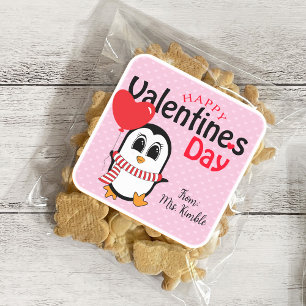 Pingouin mignon avec Sticker Valentine Balloon