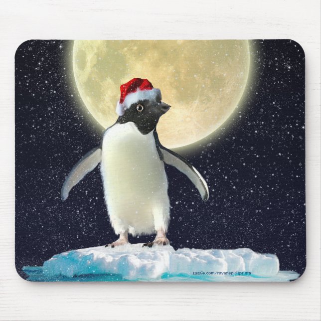 Pingouin mignon et lune d'hiver Tapis de souris de (Devant)