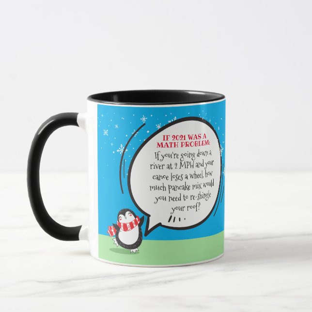 Pingouin mignon Nouvel An Math Problème Citer Mug (Gauche)
