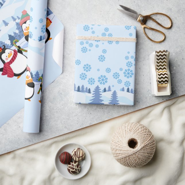 "Pingouin" Niedliche Weihnachten Geschenkpapier (Kunsthandwerk)