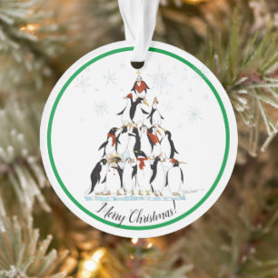 Pingouin Noël Arbre amusant Dessin de vacances