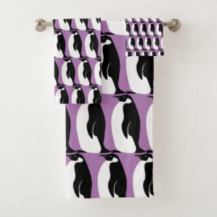 Pingouin noir blanc pourpre Motif