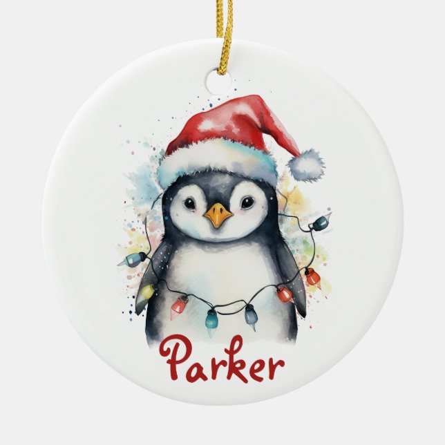 Pingouin Ornement de Noël personnalisé (Devant)