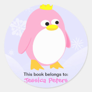 Pingouin rose Étiquettes personnalisés