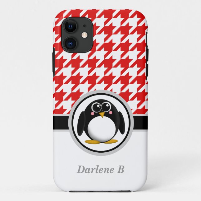 Pingouin rouge et blanc Houndstooth iPhone 5 Coque (Dos)